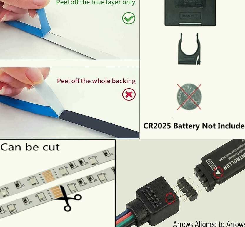 Adiodo USB LED Strip 5050 RGB Smart Light Bluetooth WiFi — parts overview