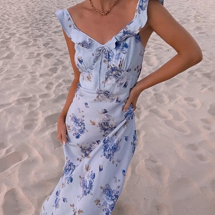 Cryptographic Summer Floral Plunge Maxi Dress Backless — parts overview