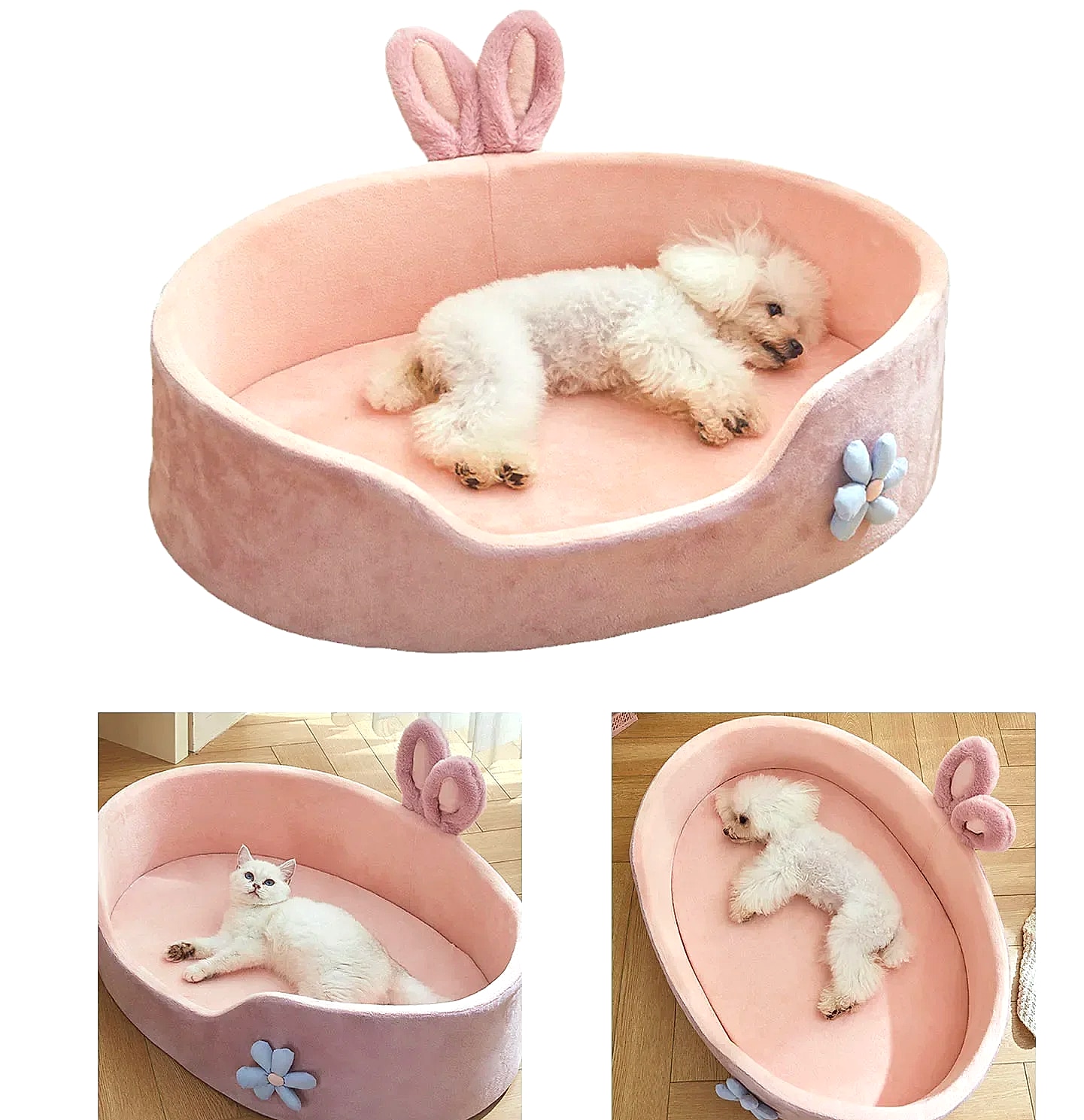 Soft Detachable Pet Bed for Dogs and Cats, Washable — side view
