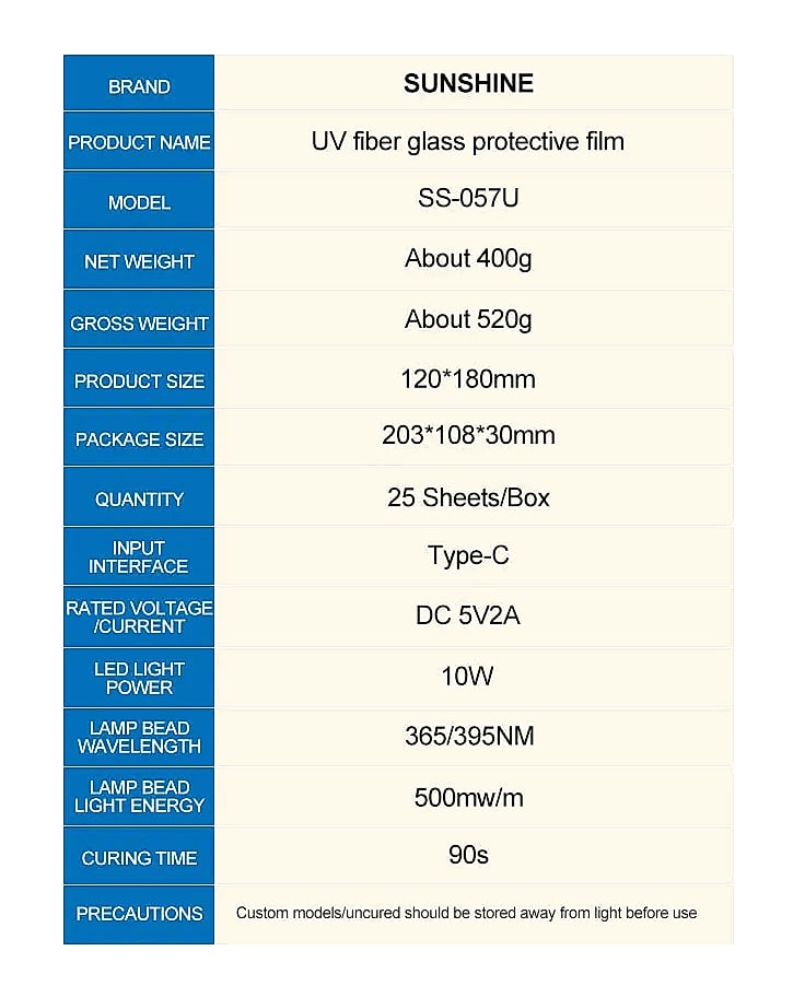 Sunshine SS-057 Hydrogel Screen Protector Film for Mobile — feature highlights