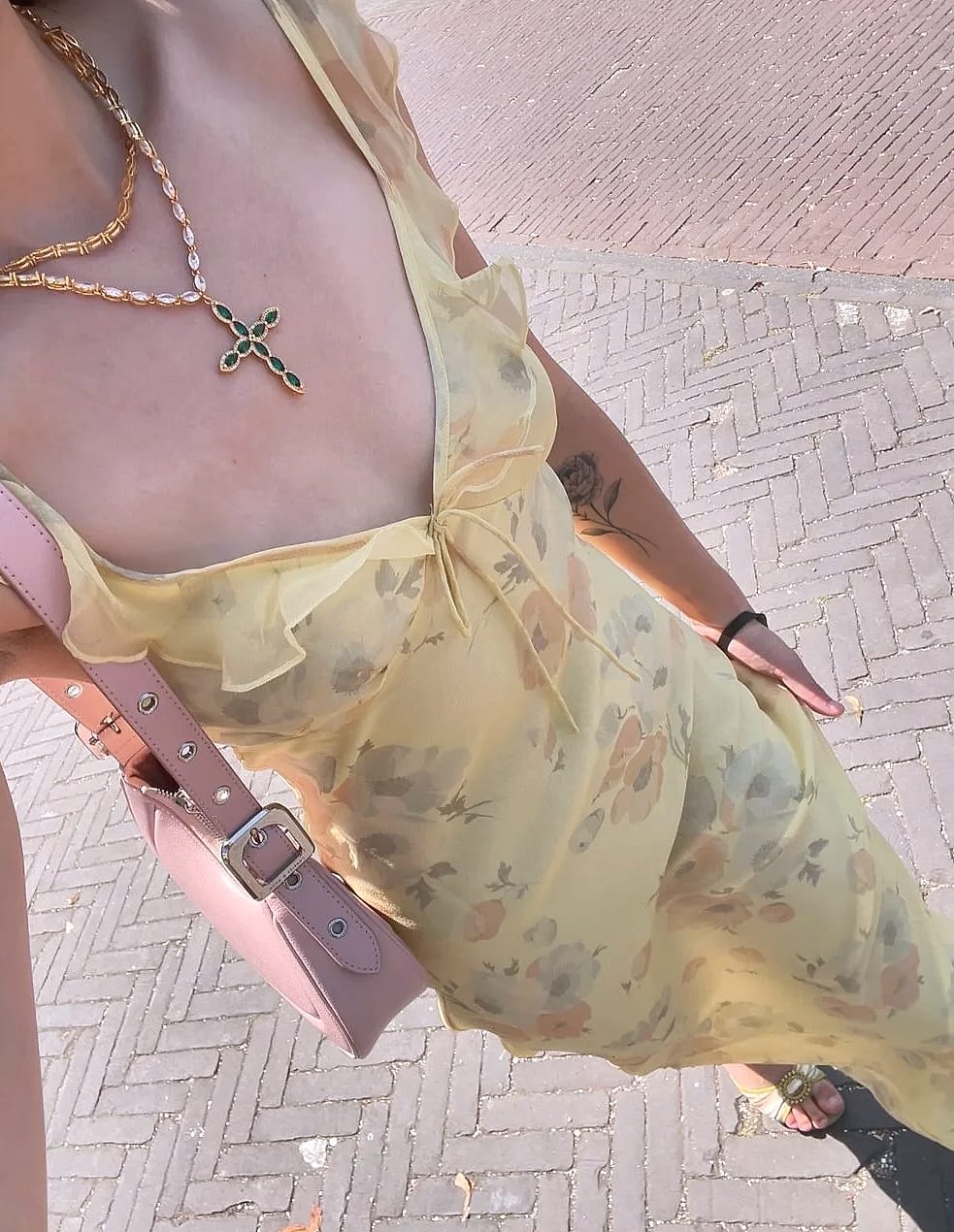 Cryptographic Summer Floral Plunge Maxi Dress Backless — scale reference