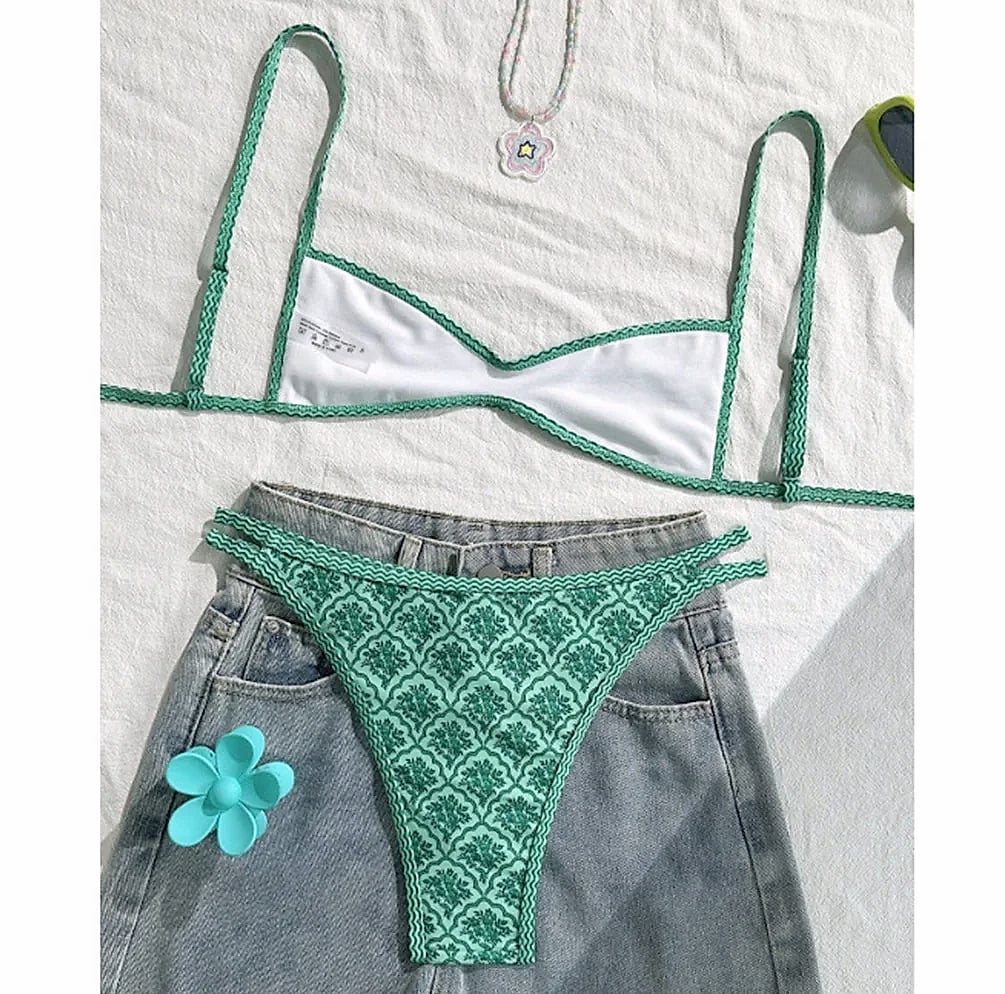 Varleinsar Floral High-Leg Bikini Two-Piece Swimsuit — side view