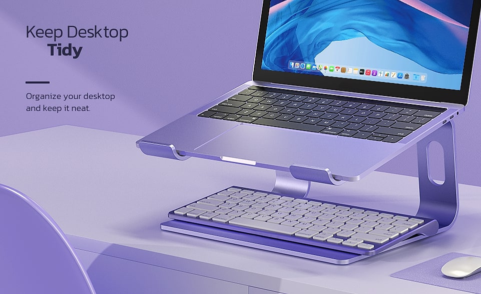 Nulaxy All-Aluminum Laptop Stand for Desk, Ergonomic — side view