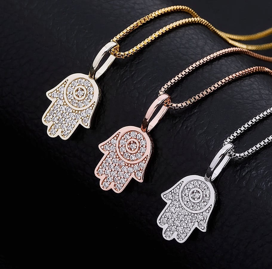 TOPGRILLZ 925 Sterling Silver Hand Pendant Cubic Zirconia — feature highlights
