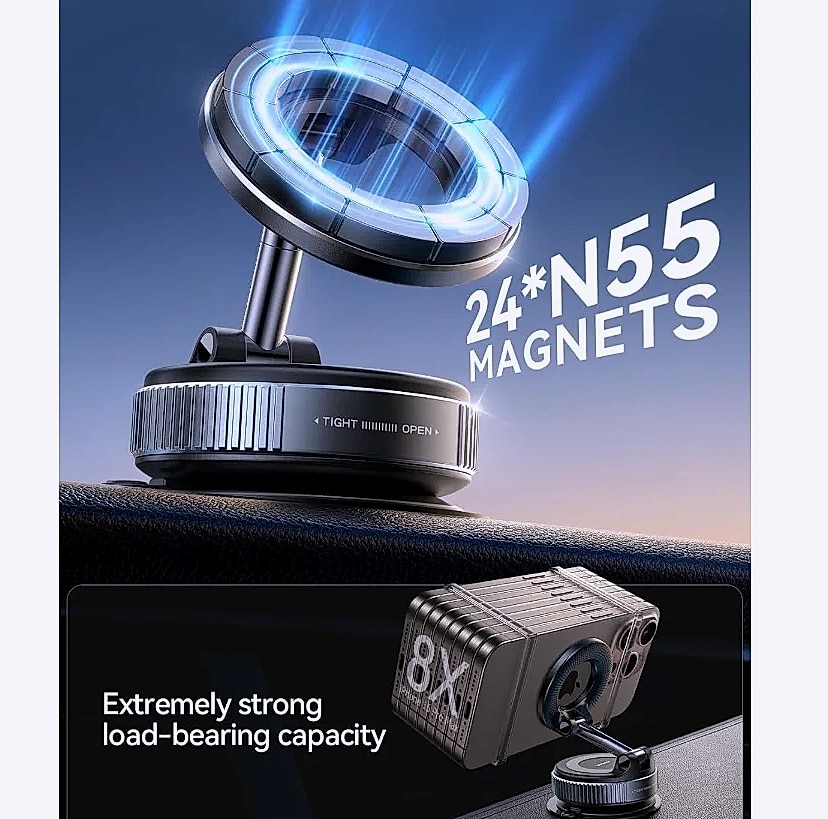 JOYROOM Magsafe Car Mount with 360 Adjustable Metal Arm — feature highlights