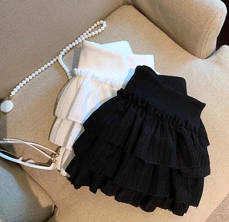 XPQBB Women's Mini Skirt Korean Fashion Ruched Ruffle — feature highlights