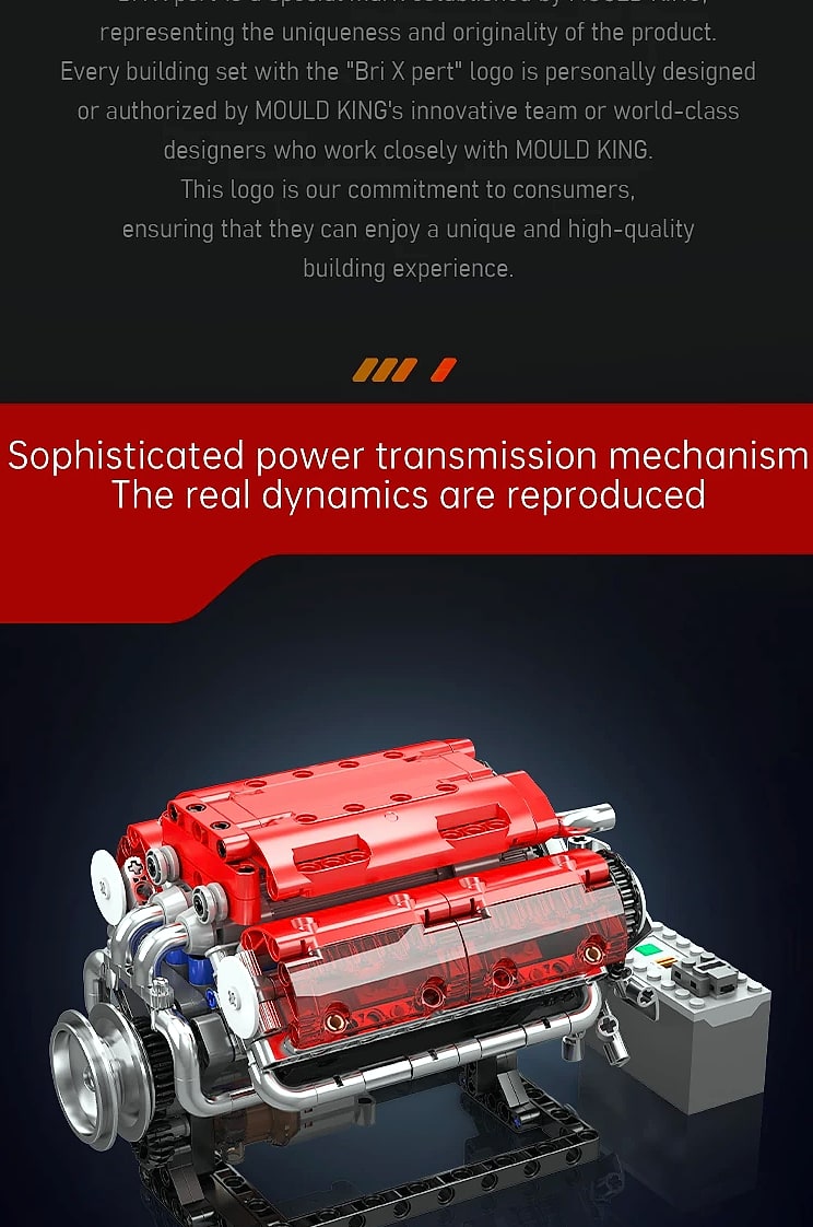 Mould King 10088 The V8 Engine Building Block Assembly — close-up details