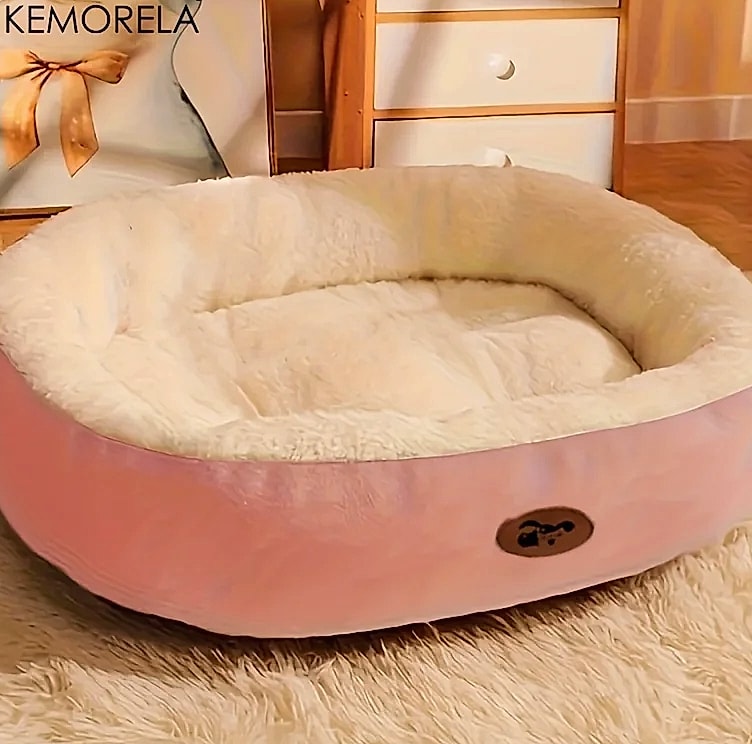 KEMORELA Oval Snuggle Pet Bed for Cats and Small Dogs — scale reference