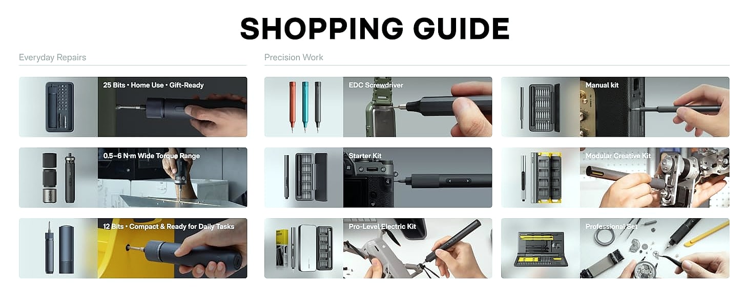 HOTO 25-Piece Electric Screwdriver Kit with LED Light — close-up details