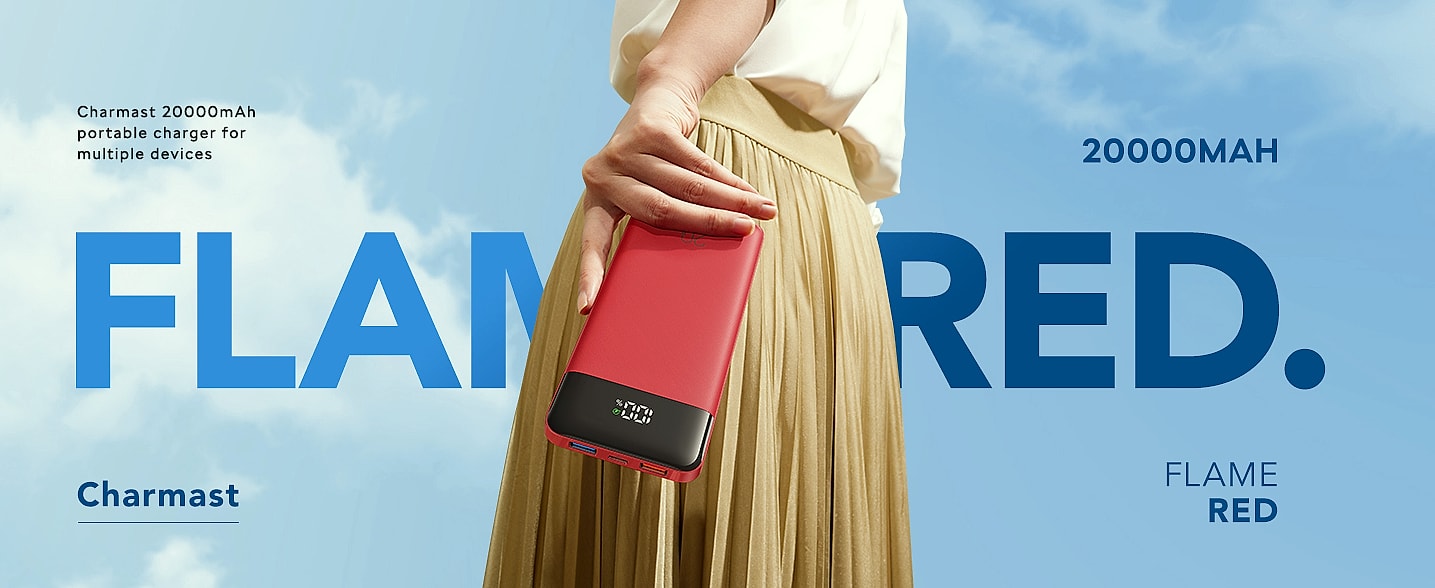 Charmast 20000mAh Portable Charger with Built-in Cables — scale reference