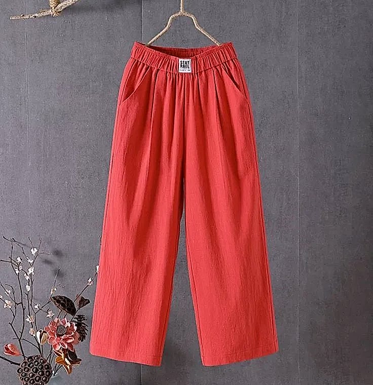 XPQBB Women's Summer Casual Pants Cotton Linen Blend — side view