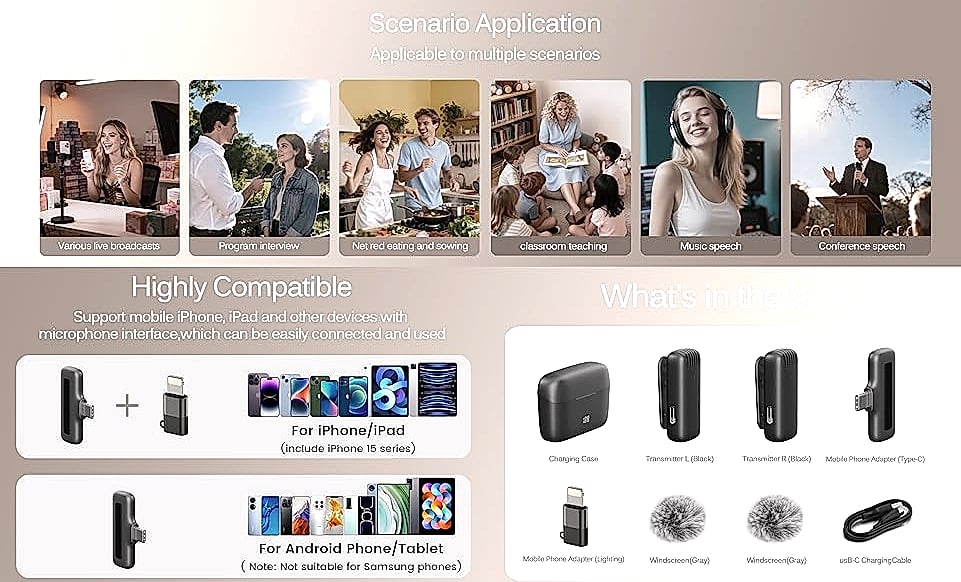 Labstandard Wireless Lavalier Microphone for iPhone and — assembled view