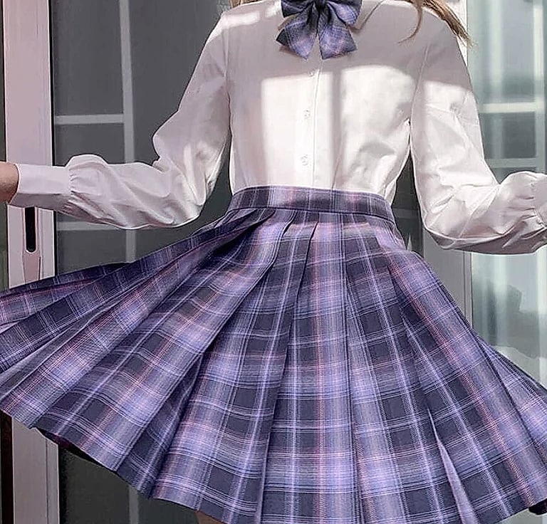 ZOKI Plaid Pleated Mini Skirt High Waist Bow Knot — interior detail