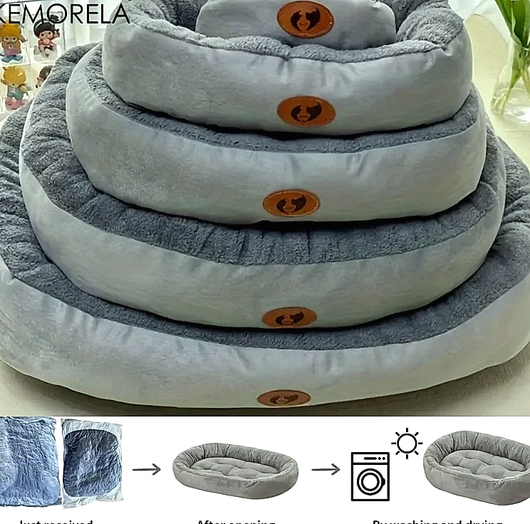 KEMORELA Oval Snuggle Pet Bed for Cats and Small Dogs — parts overview