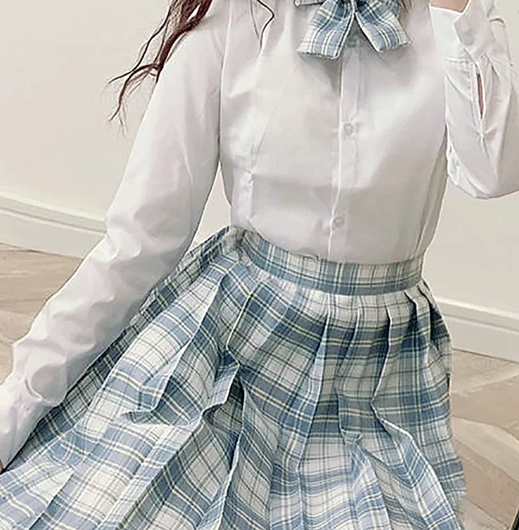 ZOKI Plaid Pleated Mini Skirt High Waist Bow Knot — assembled view