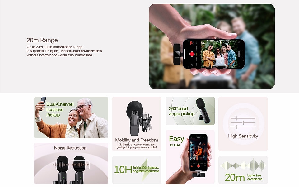 Labstandard Wireless Lavalier Microphone for iPhone and — close-up details