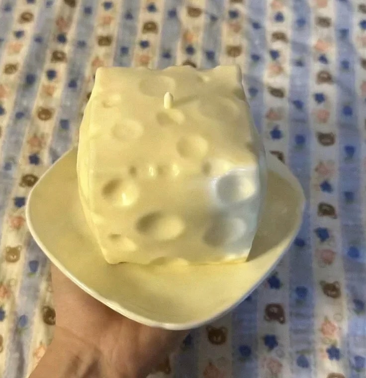 Jumbo Cheese Cube Stress Ball Shapeable Fidget Toy — scale reference