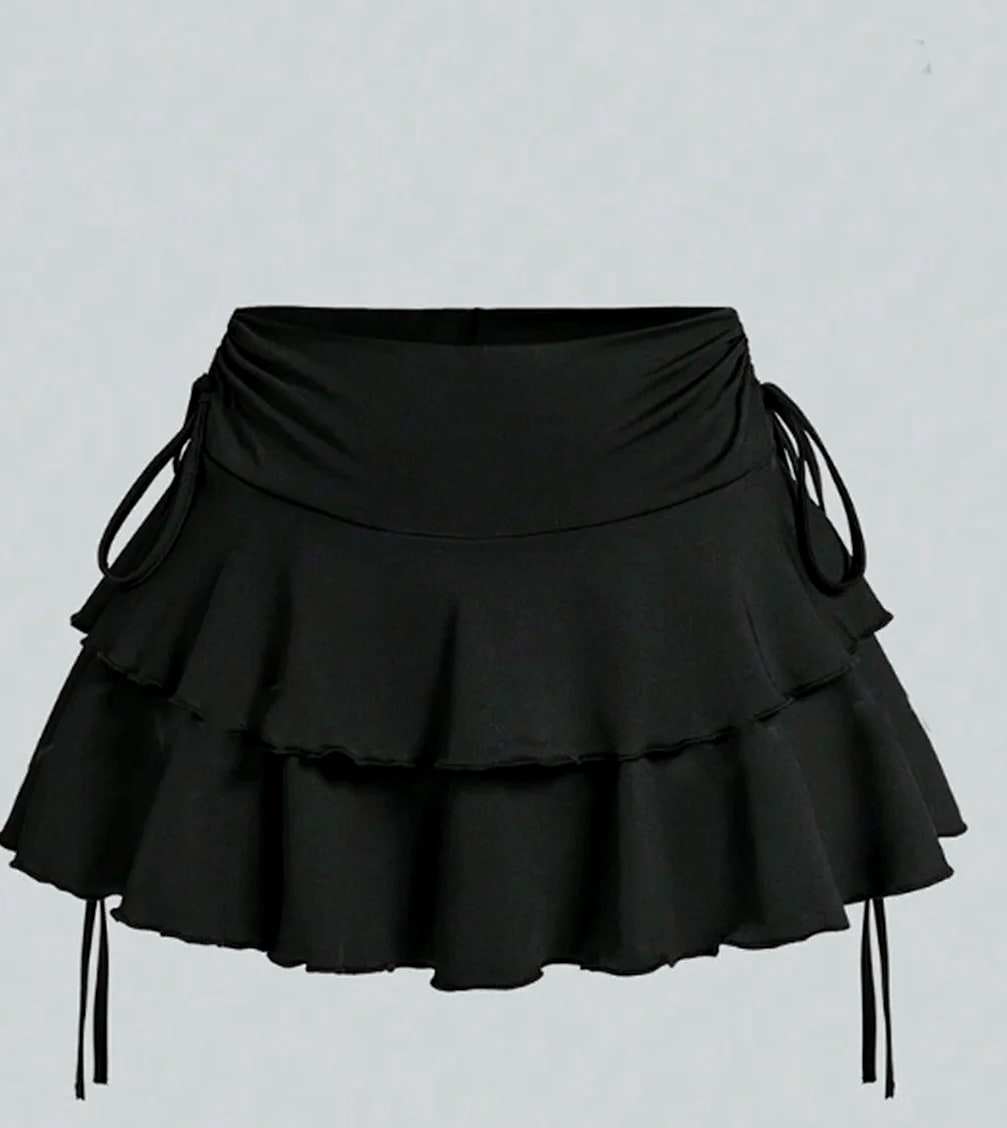 Soqoool High Waist Solid Color Short Skirt for Women — scale reference