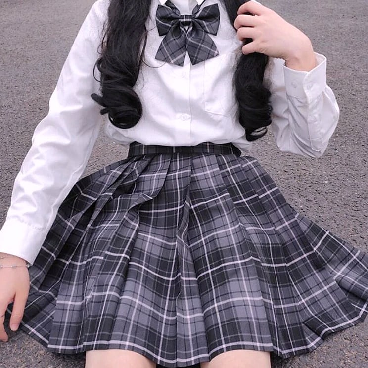 ZOKI Plaid Pleated Mini Skirt High Waist Bow Knot — build progress