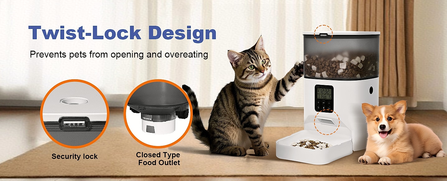 ANDOLL HOME Automatic Cat Feeder 4L with Voice Recorder — close-up details