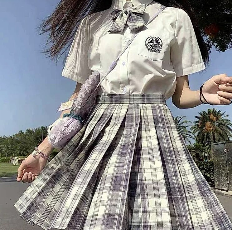 ZOKI Plaid Pleated Mini Skirt High Waist Bow Knot — interior detail