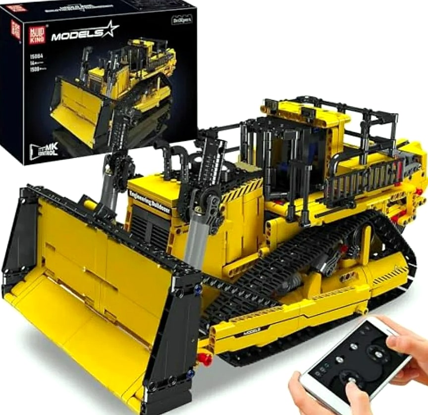 Mould King Bulldozer RC Building Set with App Control — package contents