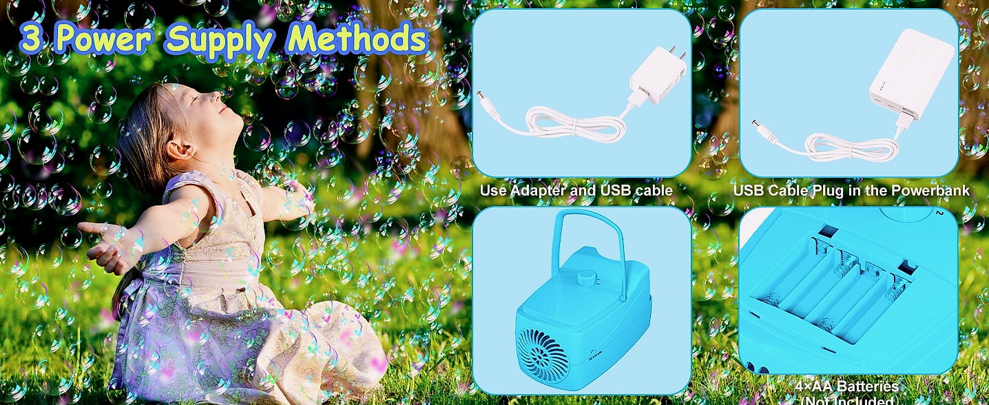 Sizonjoy Automatic Bubble Machine with 6 Wands, 18000+ — size comparison