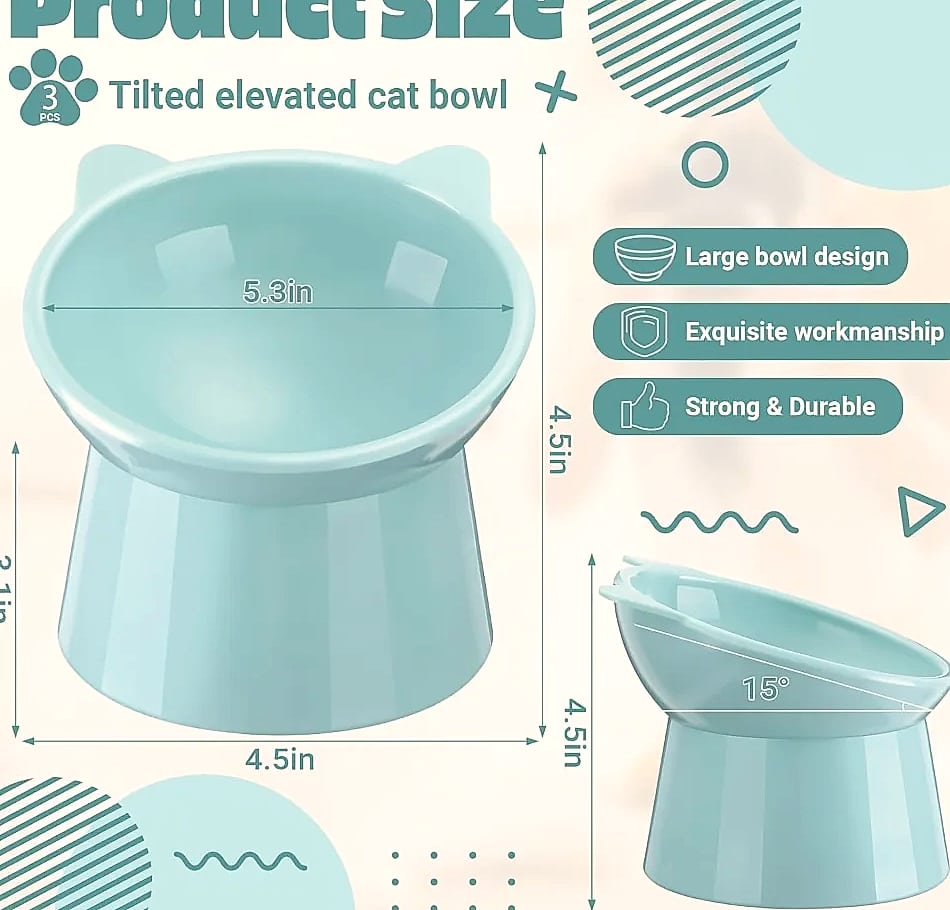 AEHOME Cat-Ear Elevated Pet Bowl Feeder for Cats — feature highlights