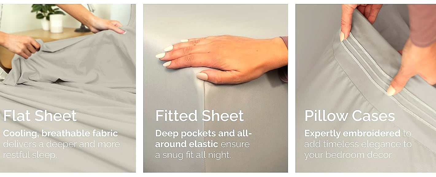 CGK Unlimited Queen Sheet Set with Deep Pockets and Soft — interior detail