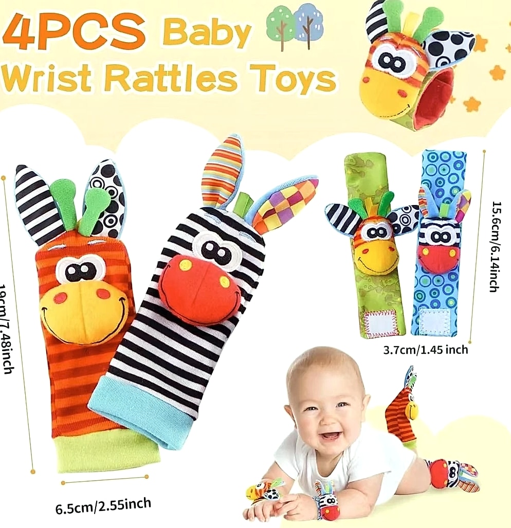 4-Piece Baby Rattle Sock Toys for Infants and Toddlers — side view