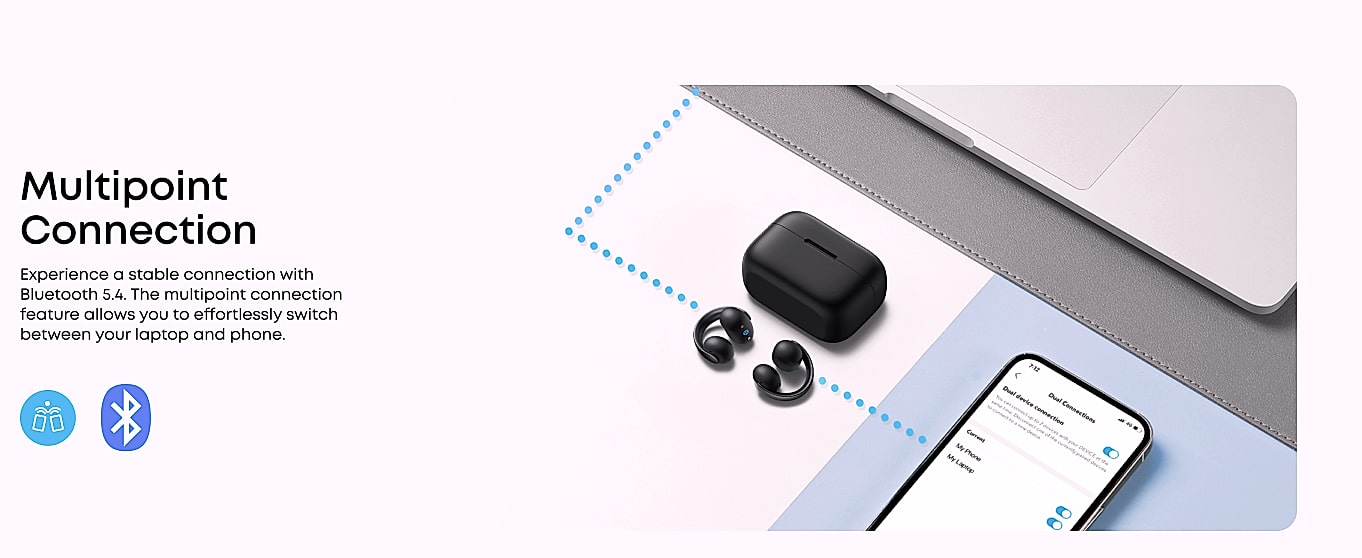 Soundcore AeroClip Open-Ear Earbuds with 4 Mics — side view