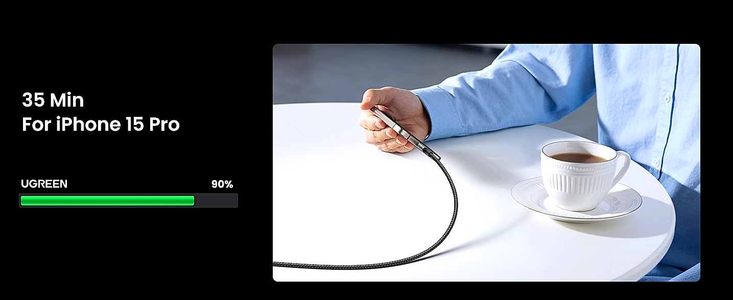 UGREEN 240W USB C Cable, Fast Charging 6.6FT — parts overview