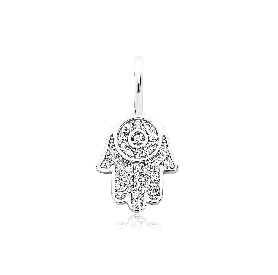 TOPGRILLZ 925 Sterling Silver Hand Pendant Cubic Zirconia — close-up details