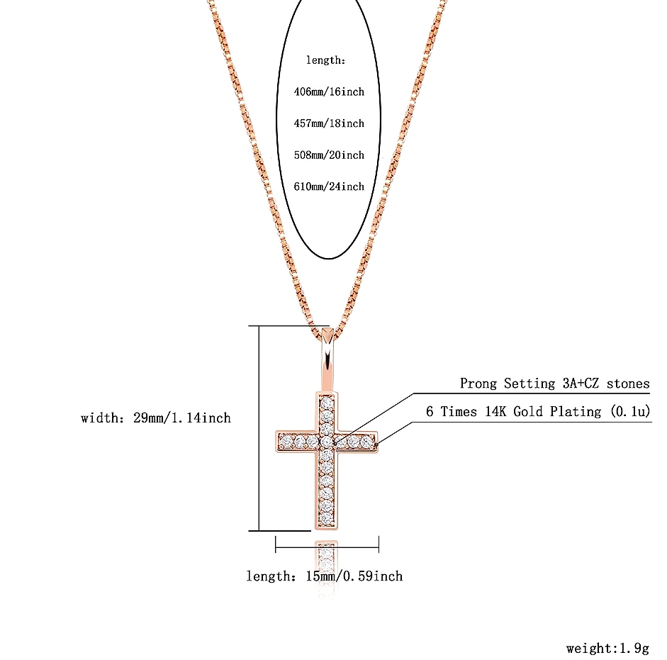 TOPGRILLZ 925 Sterling Silver Ice Zircon Cross Pendant — size comparison