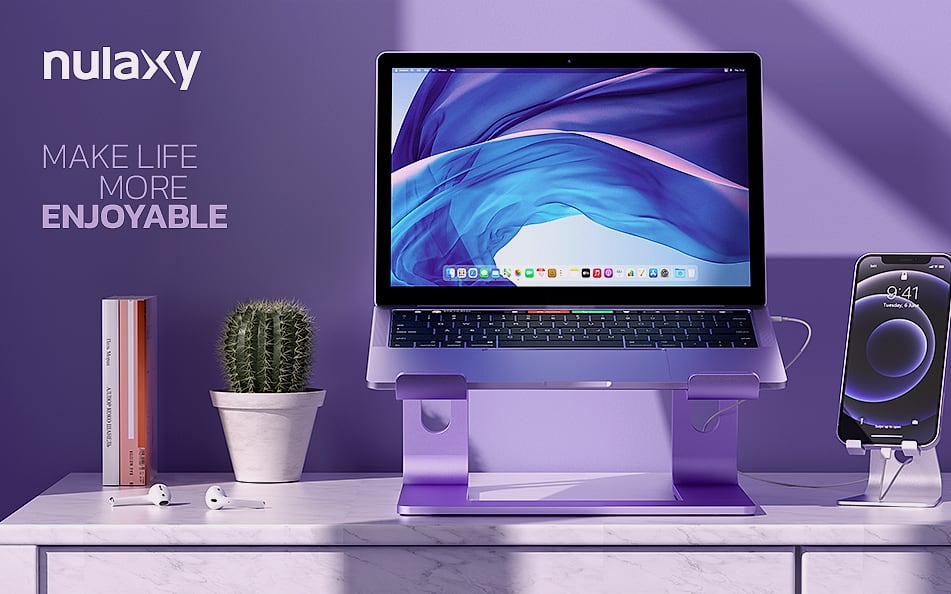 Nulaxy All-Aluminum Laptop Stand for Desk, Ergonomic — close-up details