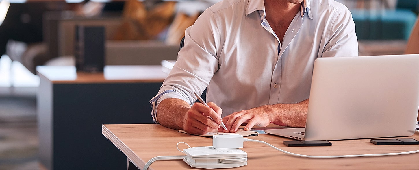 SUPERDANNY 10ft Extension Cord Power Strip, 8 Outlets 4 USB — size comparison