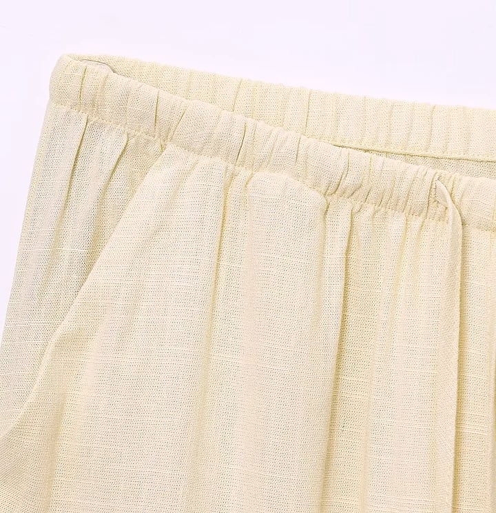 HXAO Women's Baggy Wide Linen Pants High Waist Casual — interior detail