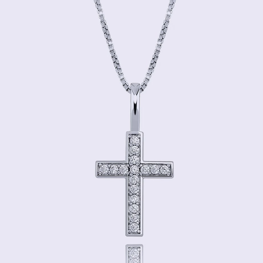 TOPGRILLZ 925 Sterling Silver Ice Zircon Cross Pendant — feature highlights