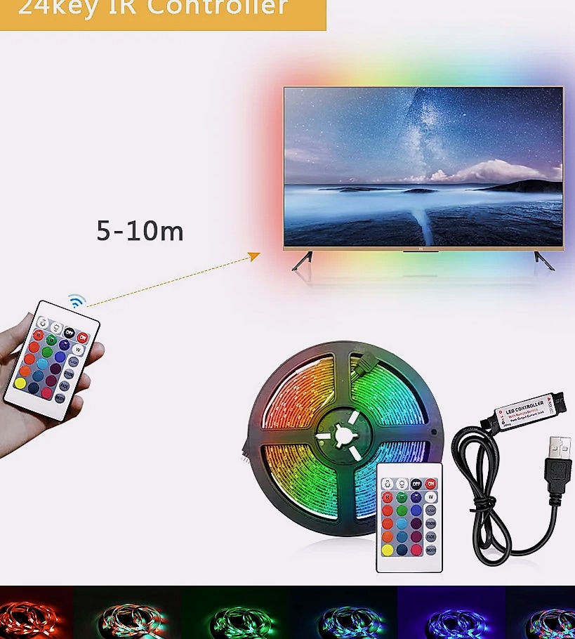 Adiodo USB LED Strip 5050 RGB Smart Light Bluetooth WiFi — feature highlights