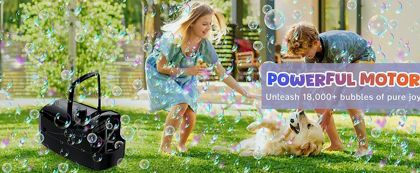 Sizonjoy Automatic Bubble Machine with 6 Wands, 18000+ — package contents