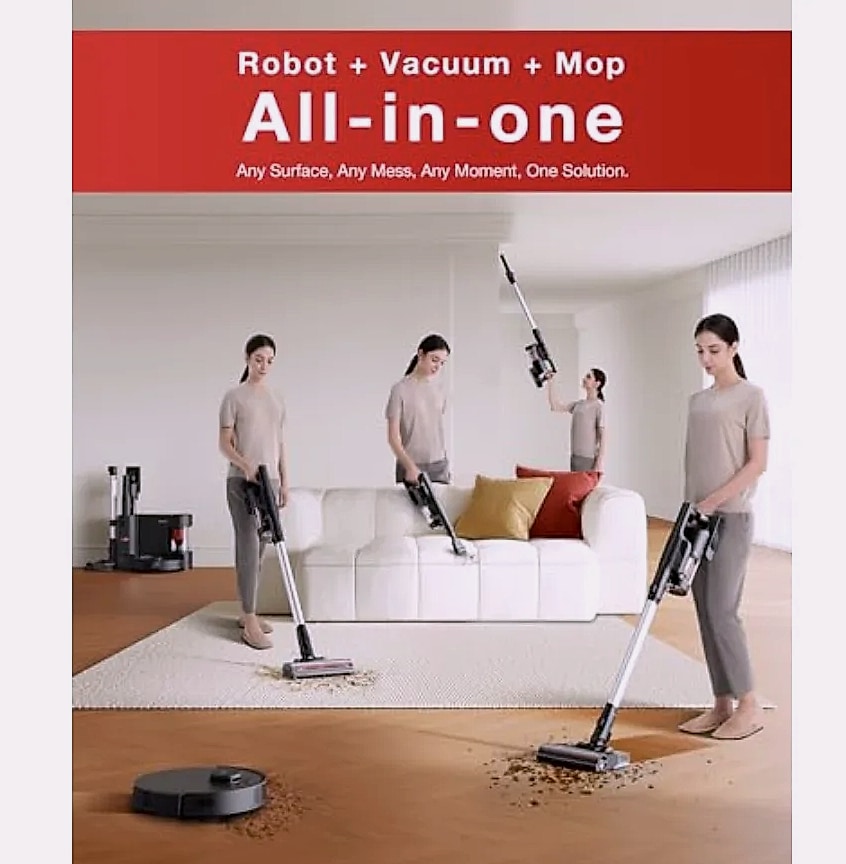 SHXI C12 Combo cordless stick vacuum with robot mopping — close-up details