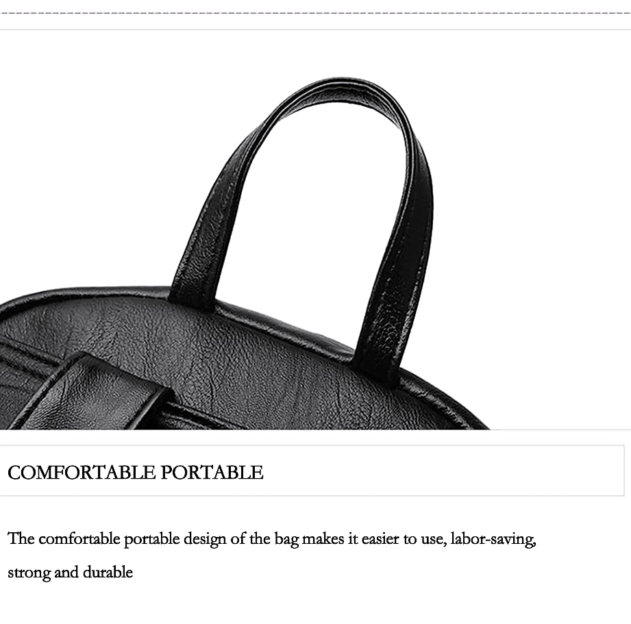 Women's PU Leather Backpack with Adjustable Straps, 29.5cm — scale reference