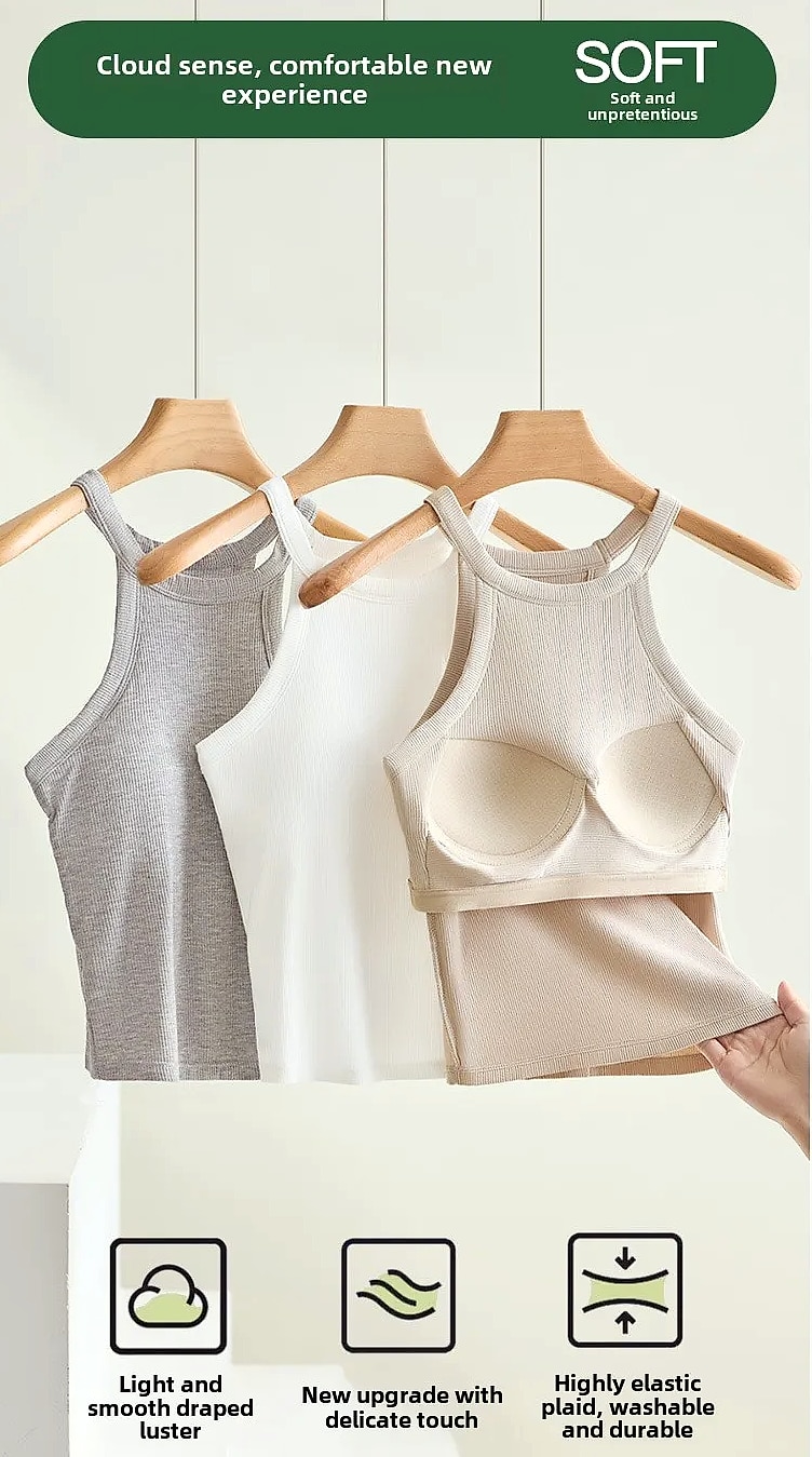 UBOWEN Threaded Halter Neck Camisole with Built-in Bra — build progress