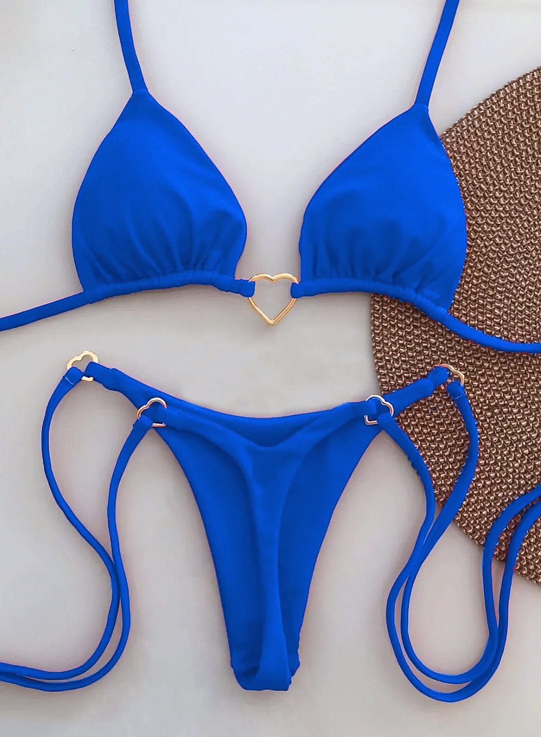 Women's White Solid Color Bikini Two-Piece Swimsuit — side view