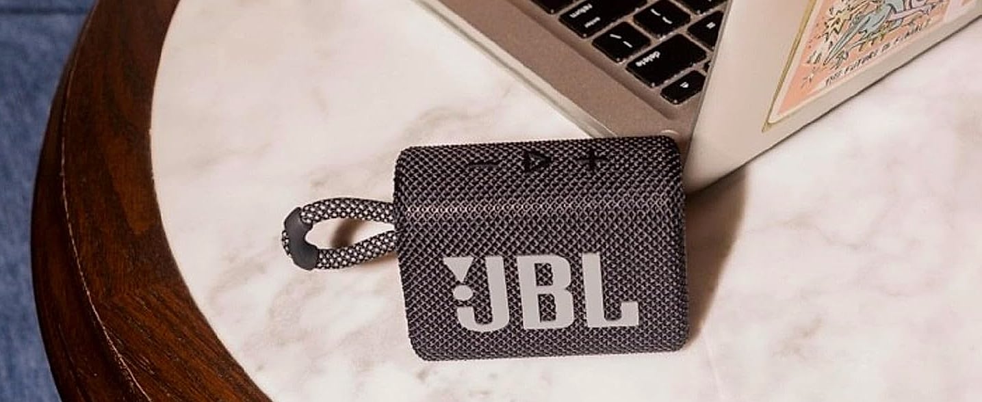 JBL Go 3 Portable Bluetooth Speaker, Waterproof — close-up details