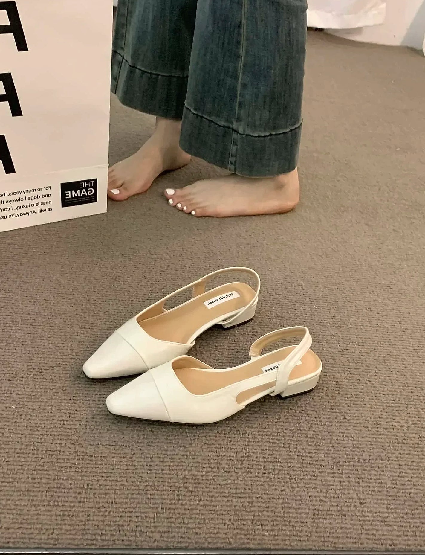 ZYXZ Pointed Toe Flat Sandals Women Summer PU Leather — side view