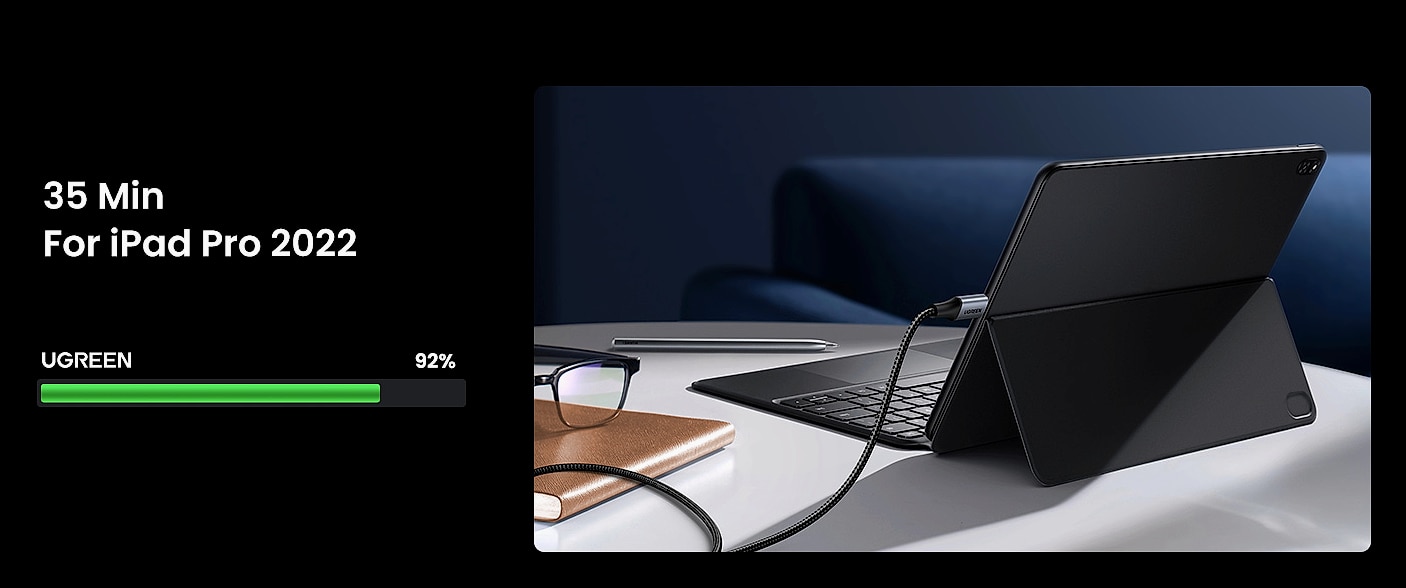 UGREEN 240W USB C Cable, Fast Charging 6.6FT — side view