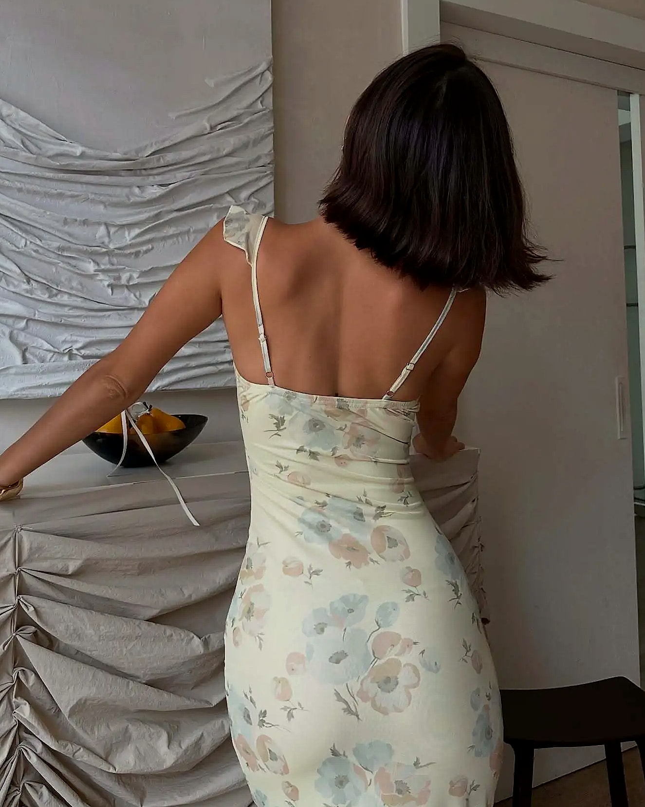 Cryptographic Summer Floral Plunge Maxi Dress Backless — side view