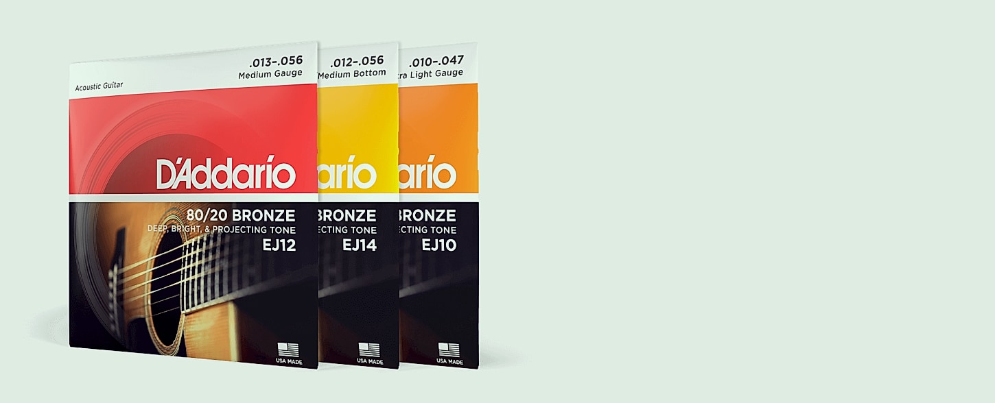 D'Addario EJ11 Acoustic Guitar Strings 80/20 Bronze Light — package contents
