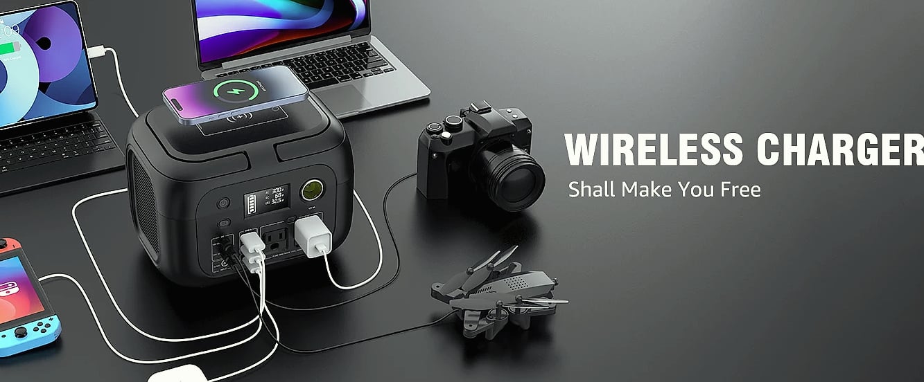 SinKeu 300W Portable Power Station with 40W Solar Panel Kit — scale reference
